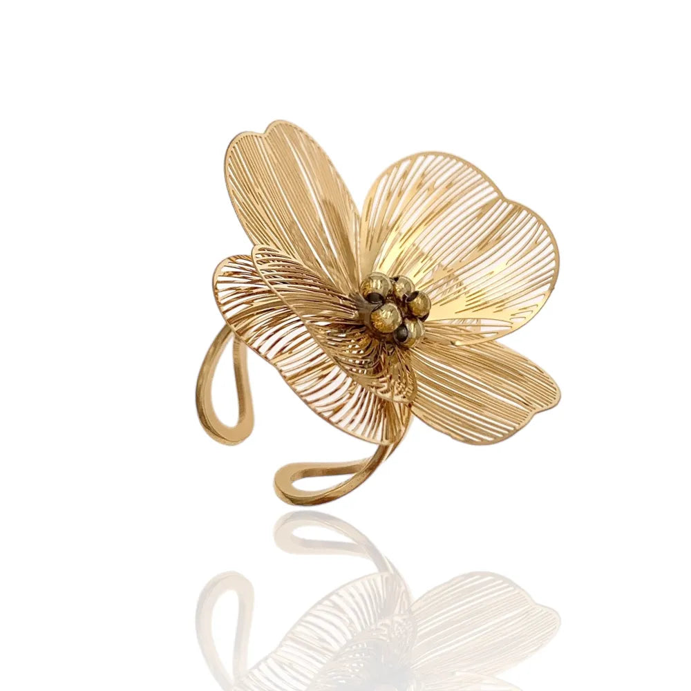 AAR-732-175 Fiore-Anello Regolabile in Acciaio