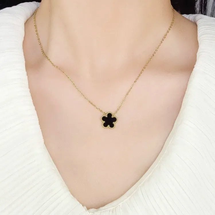 CAC-413-2154 C Fiore-Collana Corta in Acciaio