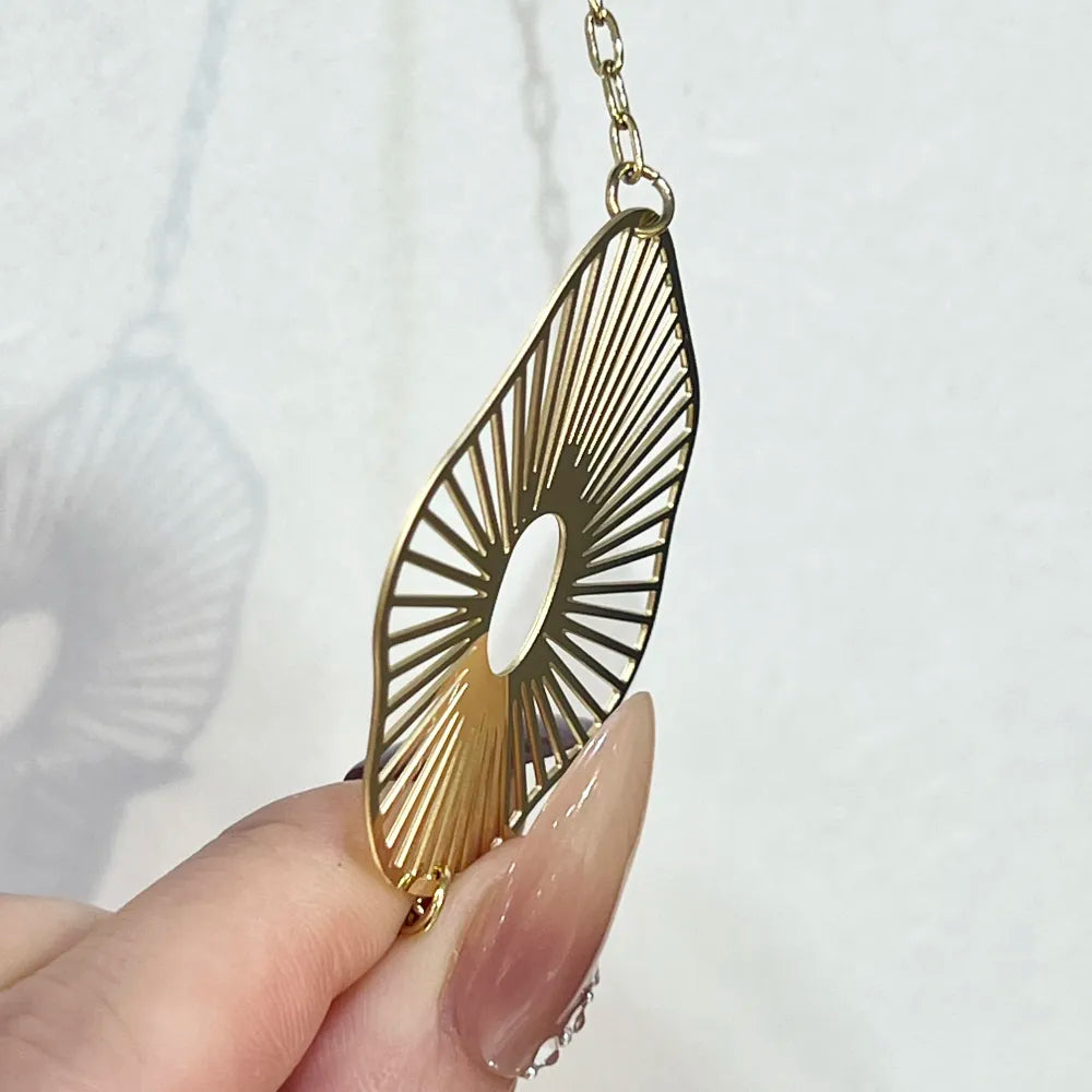 CAL-732-142 Fiore-Collana Lunga in Acciaio