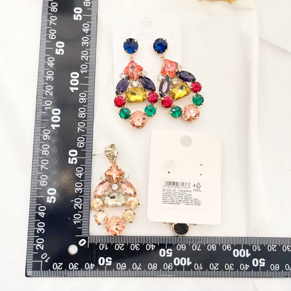OMM-520-L36 Fantasia-Orecchini Moda Vetro