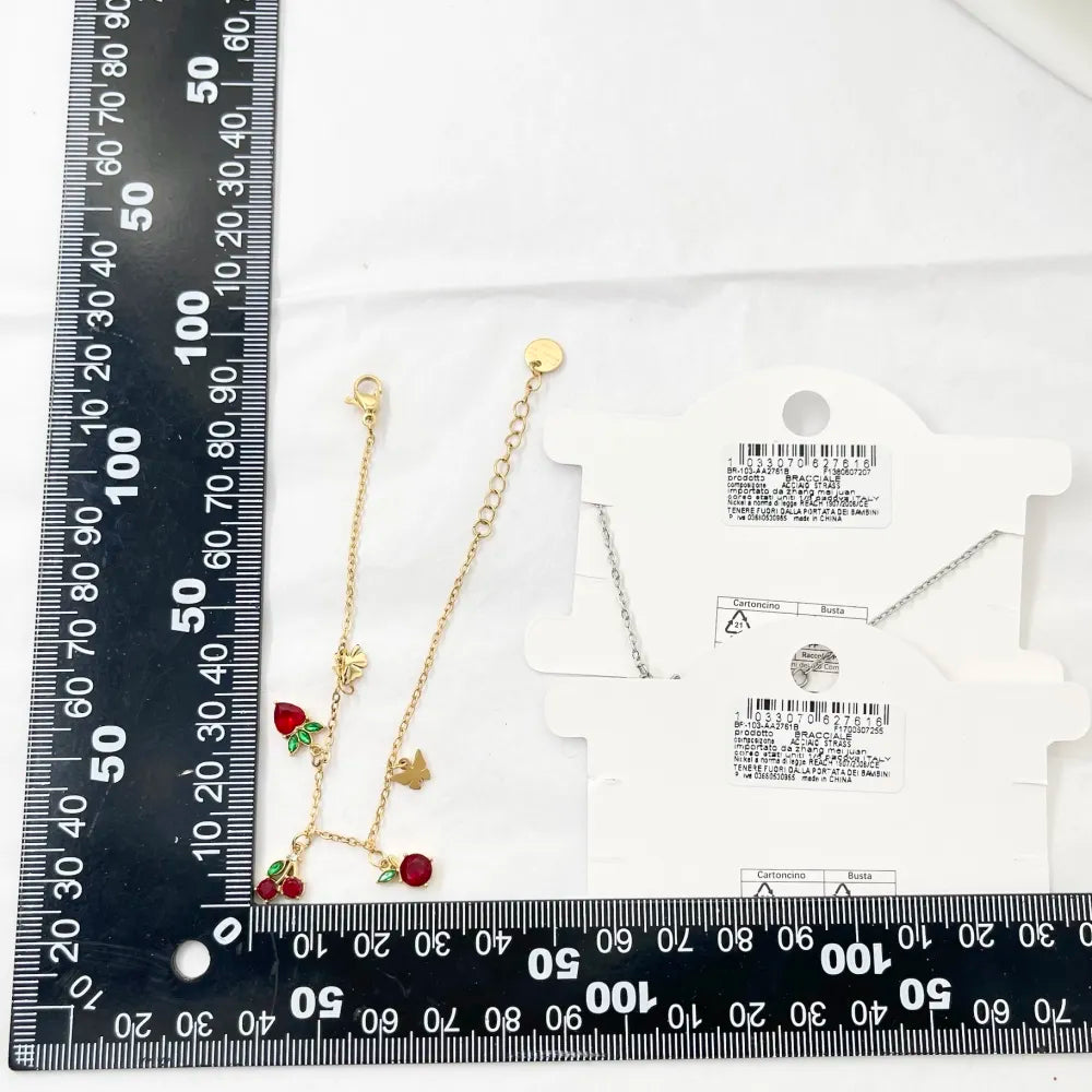 BAC-103-AA2761B Frutta Ciliegia-Bracciale in Acciaio con Chiusura