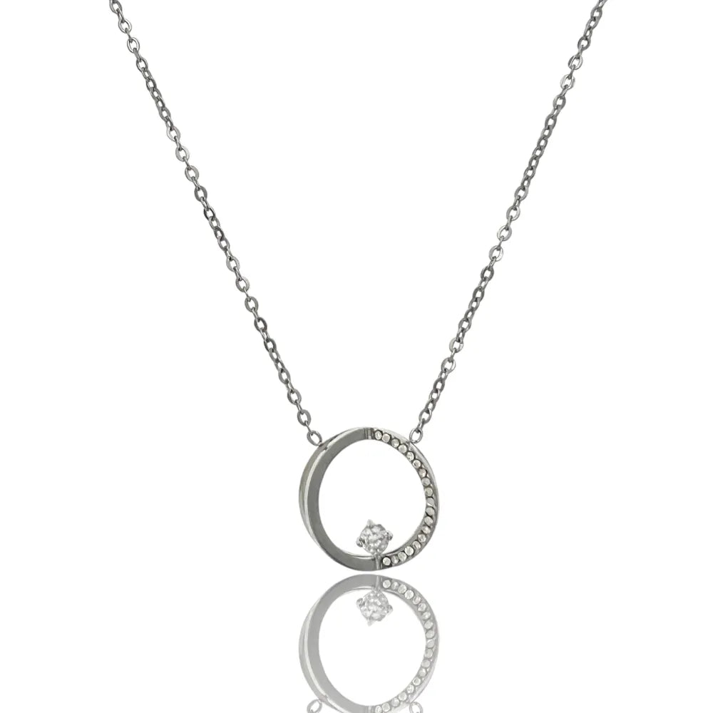 CAC-103-AA4193N Doppio Cerchio -Collana Girocollo in Acciaio