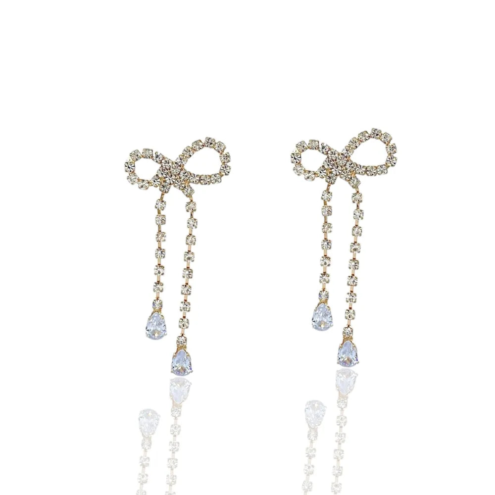 OMM-159-23991 Fiocco con Strass-Orecchini in Rame