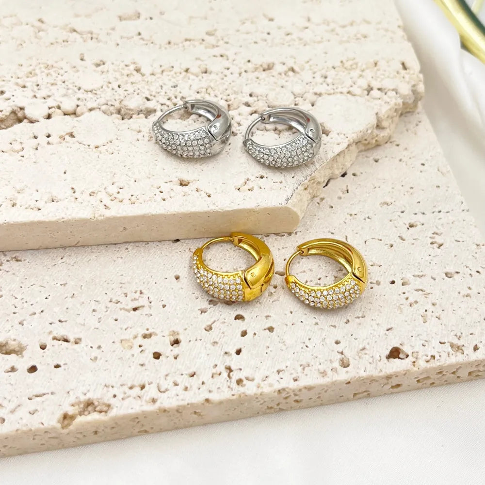 OAP-103-AA4656E/12mm Cerchio Goccia con Zirconia-Orecchini in Acciaio