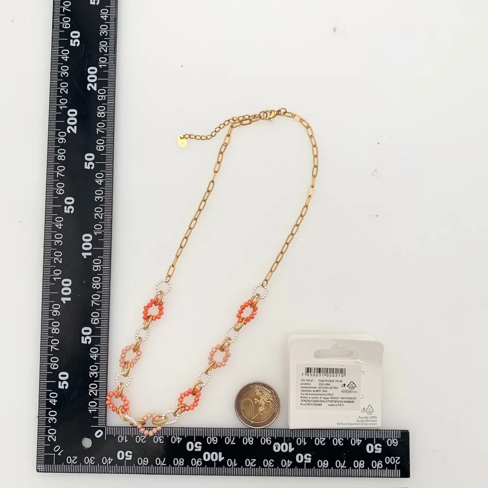 CAC-735-21 Catena con Perline-Collana Corta in Acciaio