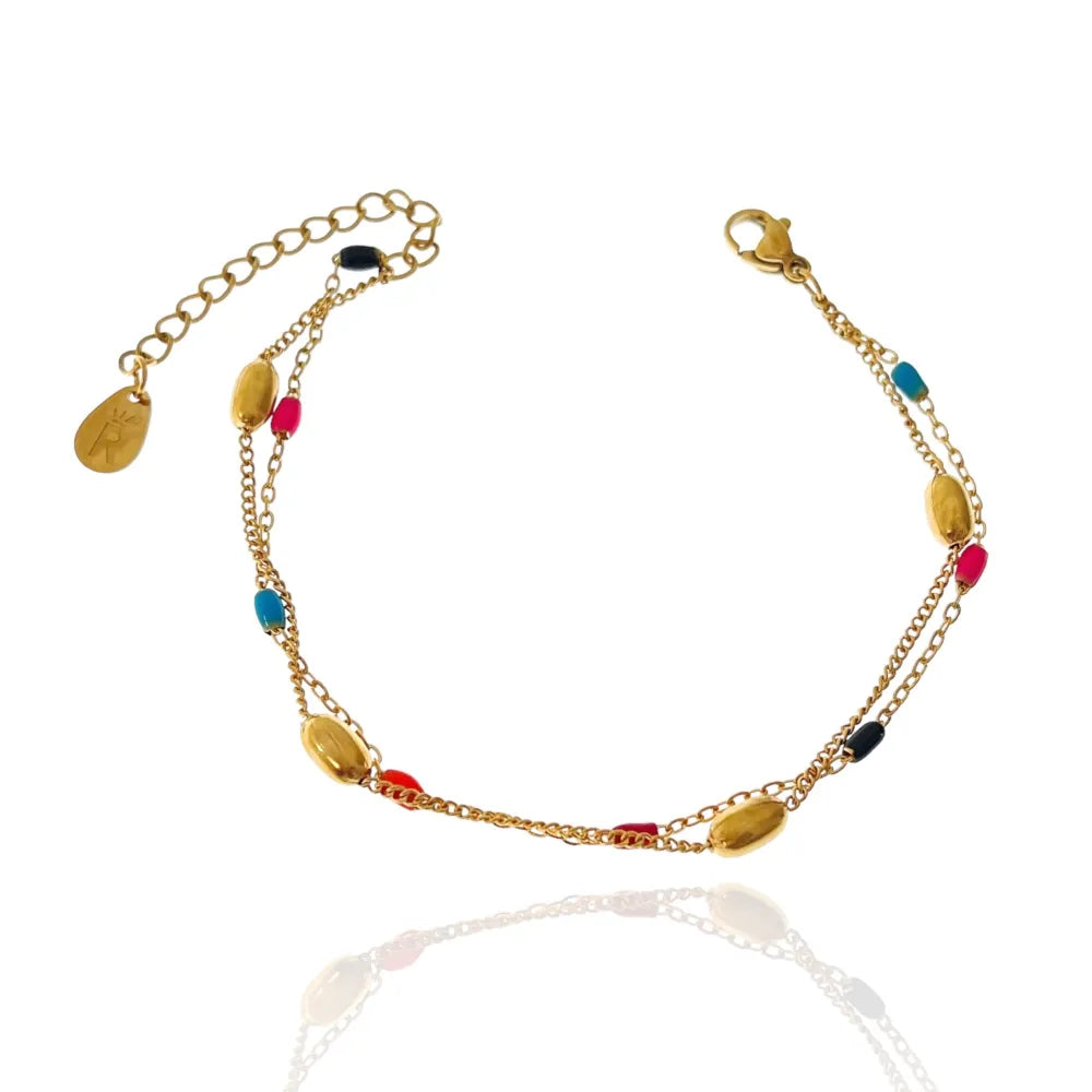 BAC-413-1271 Palline Smaltate-Bracciale in Acciaio