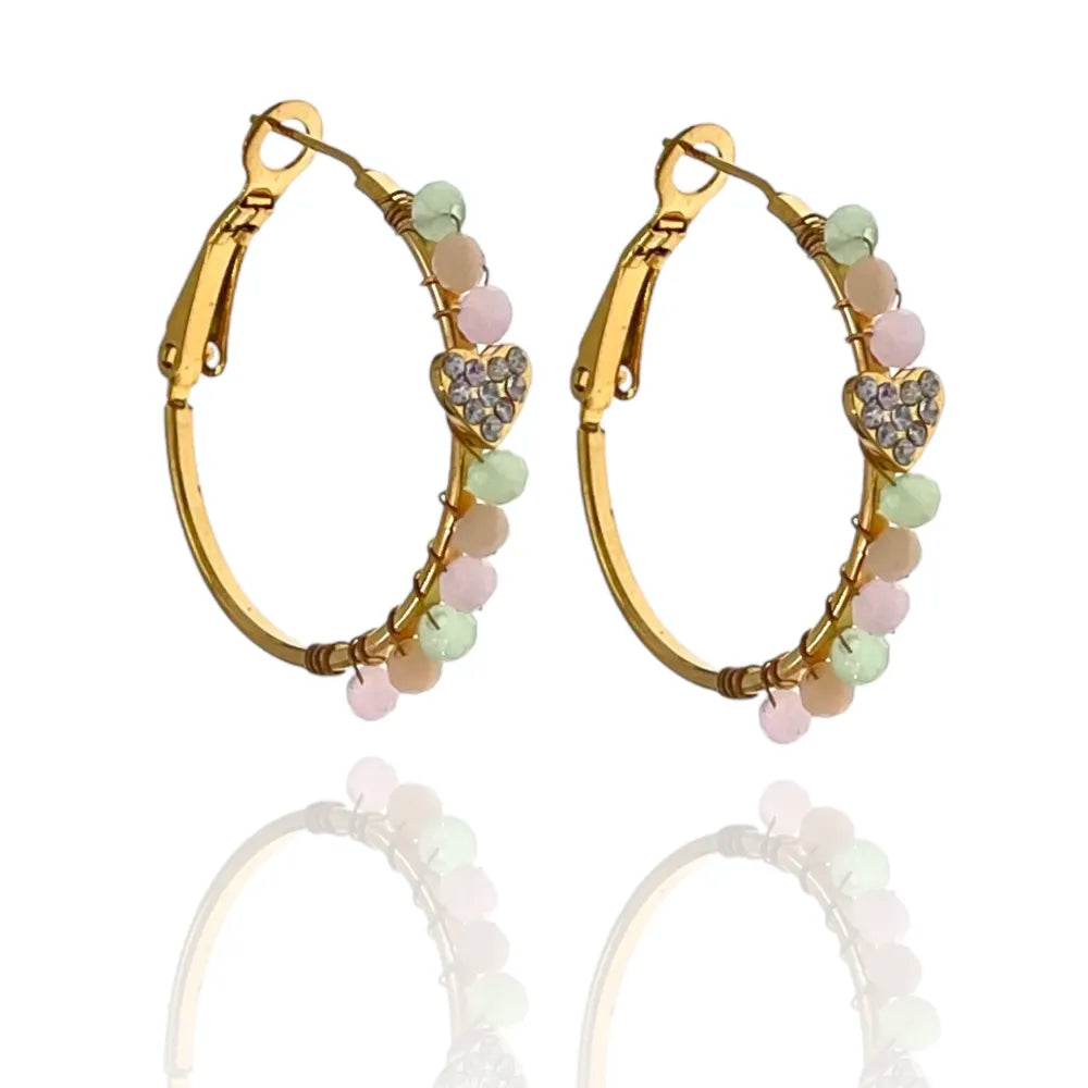 OAP-103-AA1726E Cerchio Colorato con Cuore-Orecchini in Acciaio