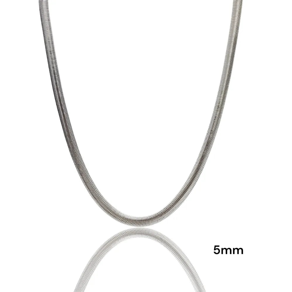 CAC-413-3519-A Serpente 5mm-Collana Catena Corta in Acciaio