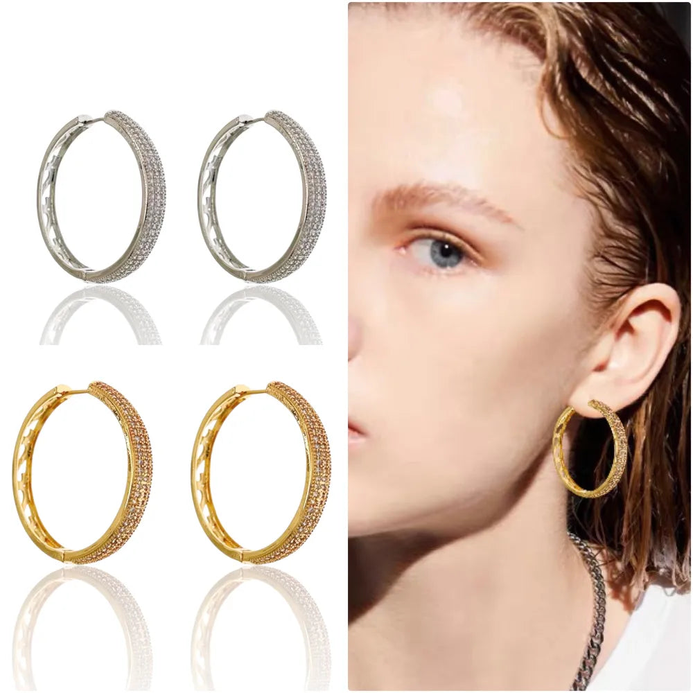 OMZ-103-AA2722E 30mm Cerchio 30mm con Zirconia-Orecchini con Zirconia