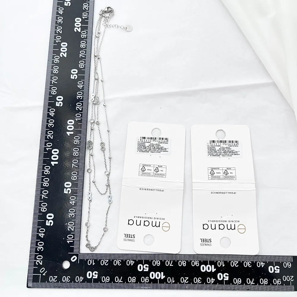 CAC-103-AA3458N Doppio con infinito-Collana Corta in Acciaio