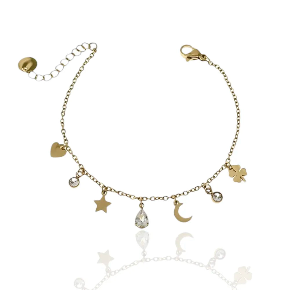 BAC-103-AA2423B Stella Luna Goccia-Bracciale in Acciaio con Chiusura