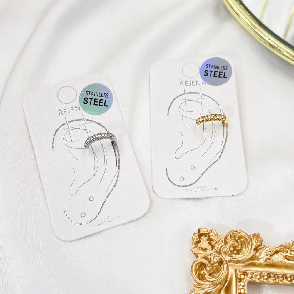 OAP-103-AA4282Eg Doppio Filo con Zirconia -Earcuff in Acciaio