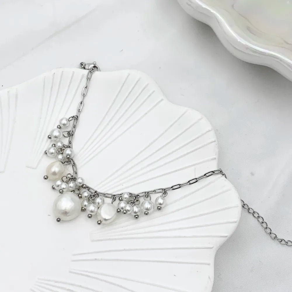 BAC-735-12 Perline Pendente-Bracciale in Acciaio