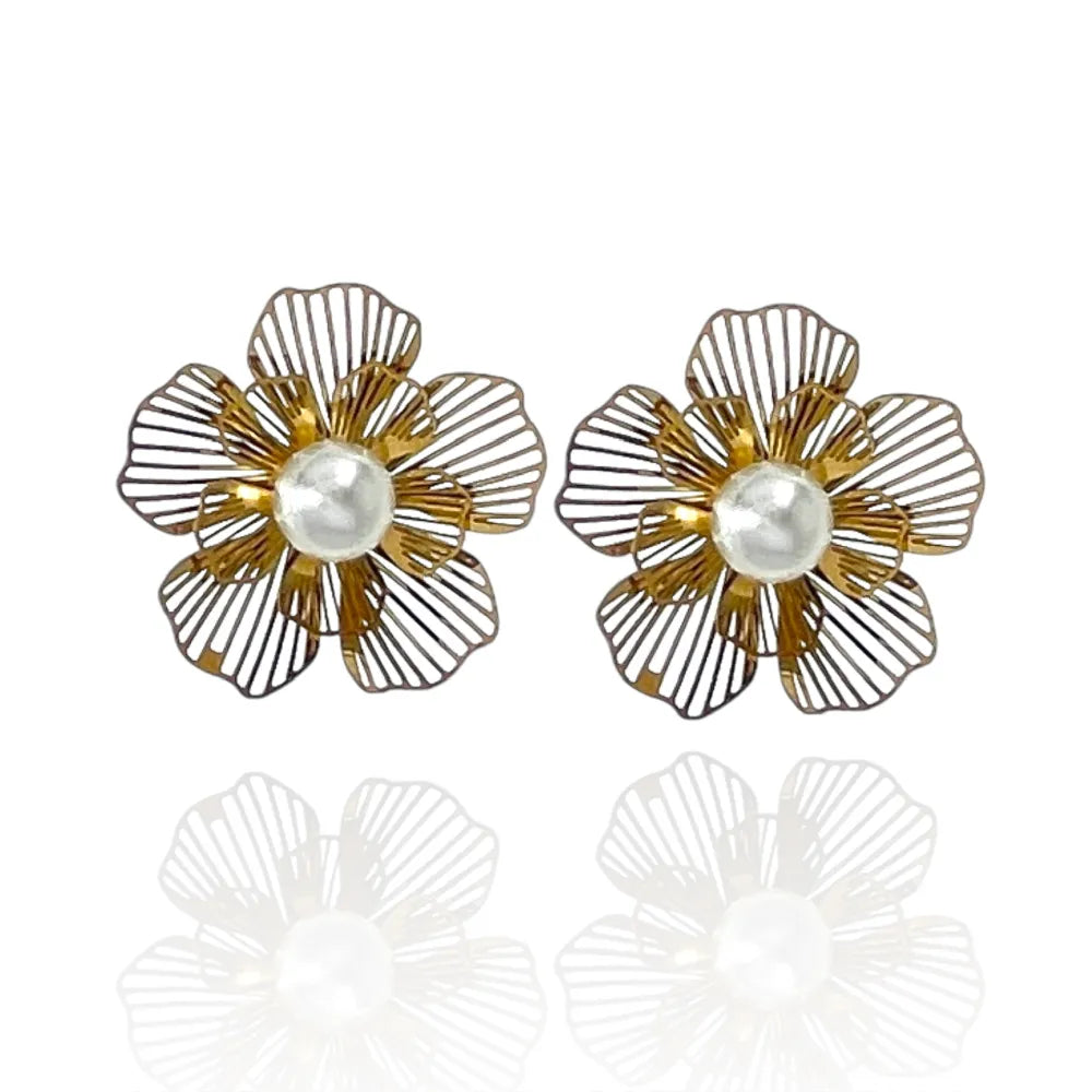OAP-413-2107 Fiore con Perla -Orecchini in Acciaio