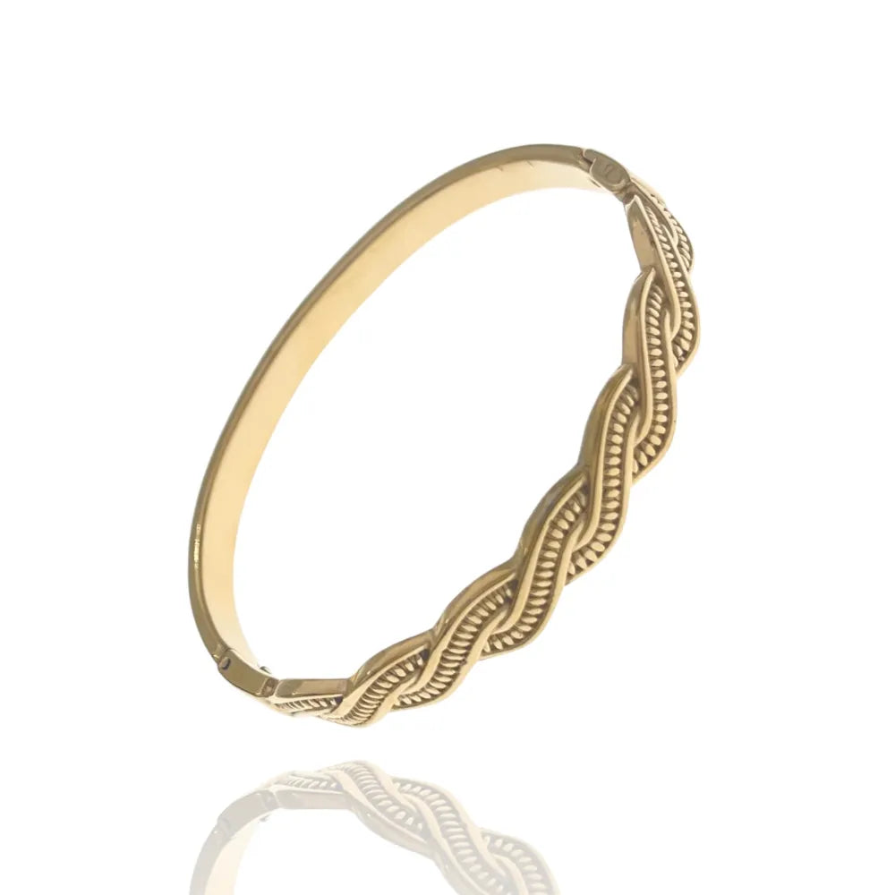 BAR-413-009 Intrecciato-Bracciale Rigido in Acciaio