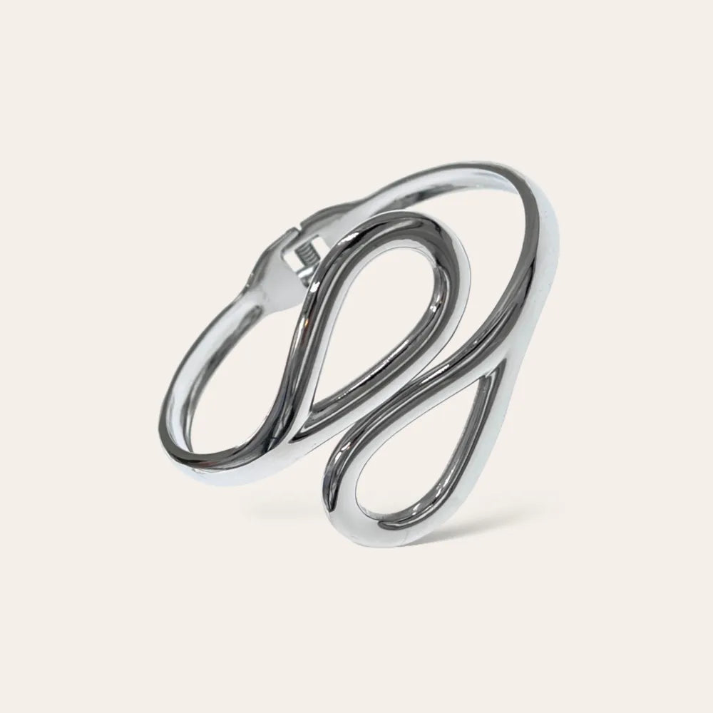 BAR-413-216 Doppia Goccia-Bracciale Rigido in Acciaio