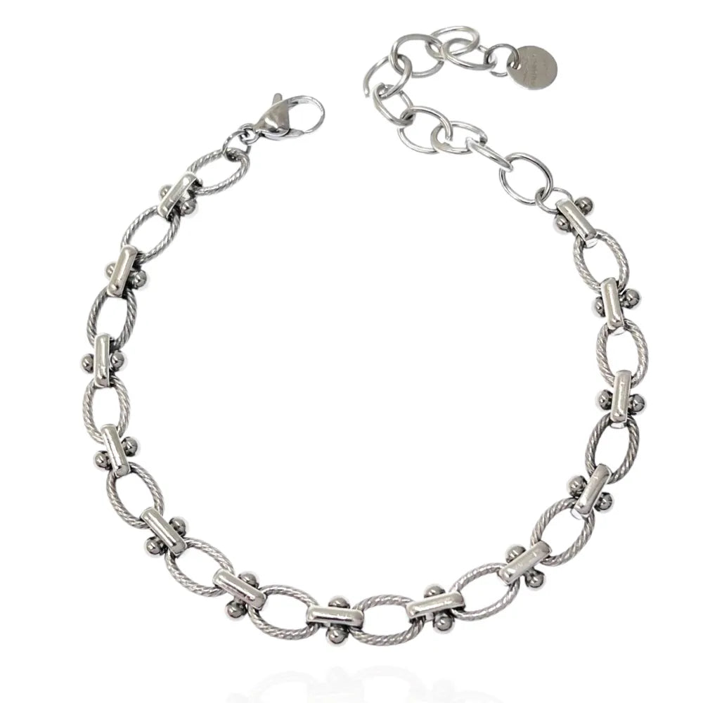 BAC-103-AA3583B Catena-Bracciale in Acciaio con Chiusura