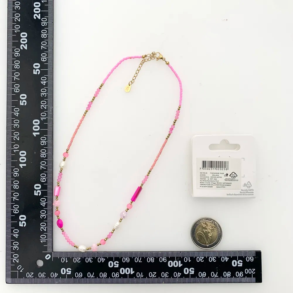 CAC-735-25 Catena con Perline-Collana Corta in Acciaio