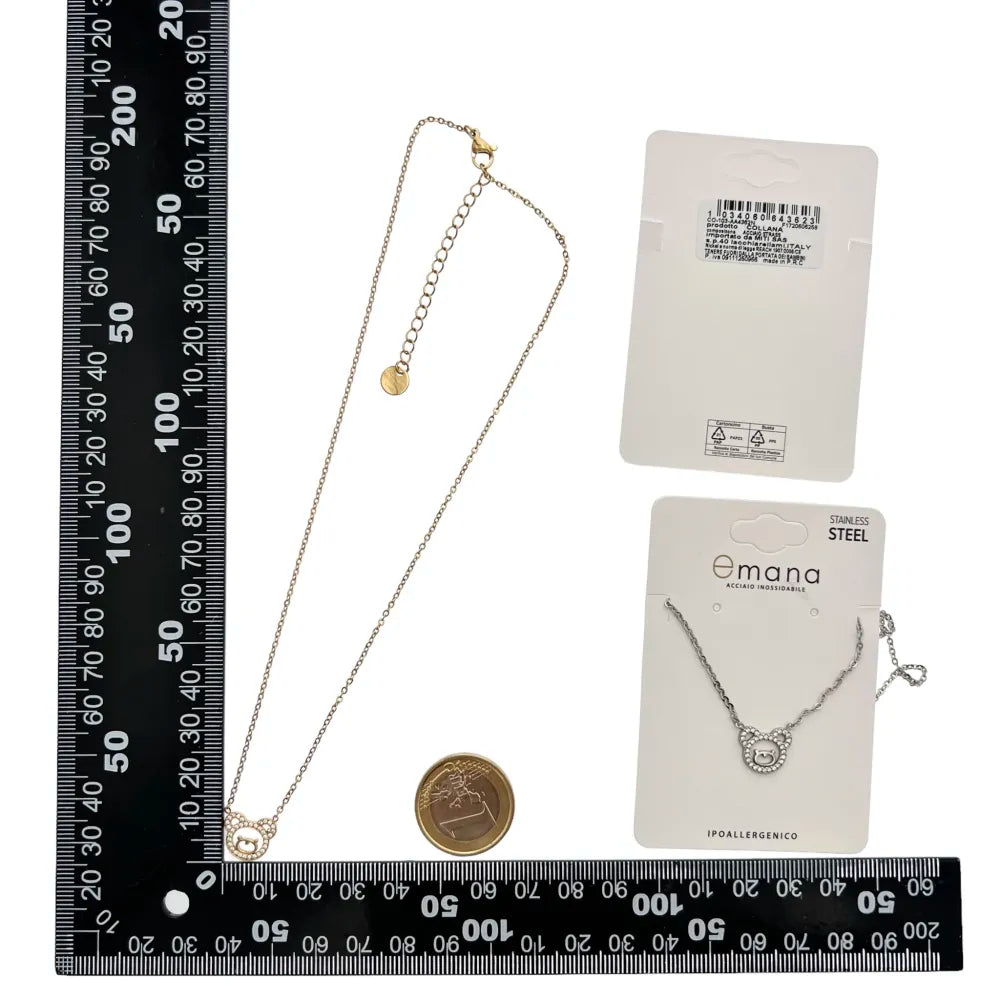CAC-103-AA4362N Orsetto -Collana Girocollo in Acciaio
