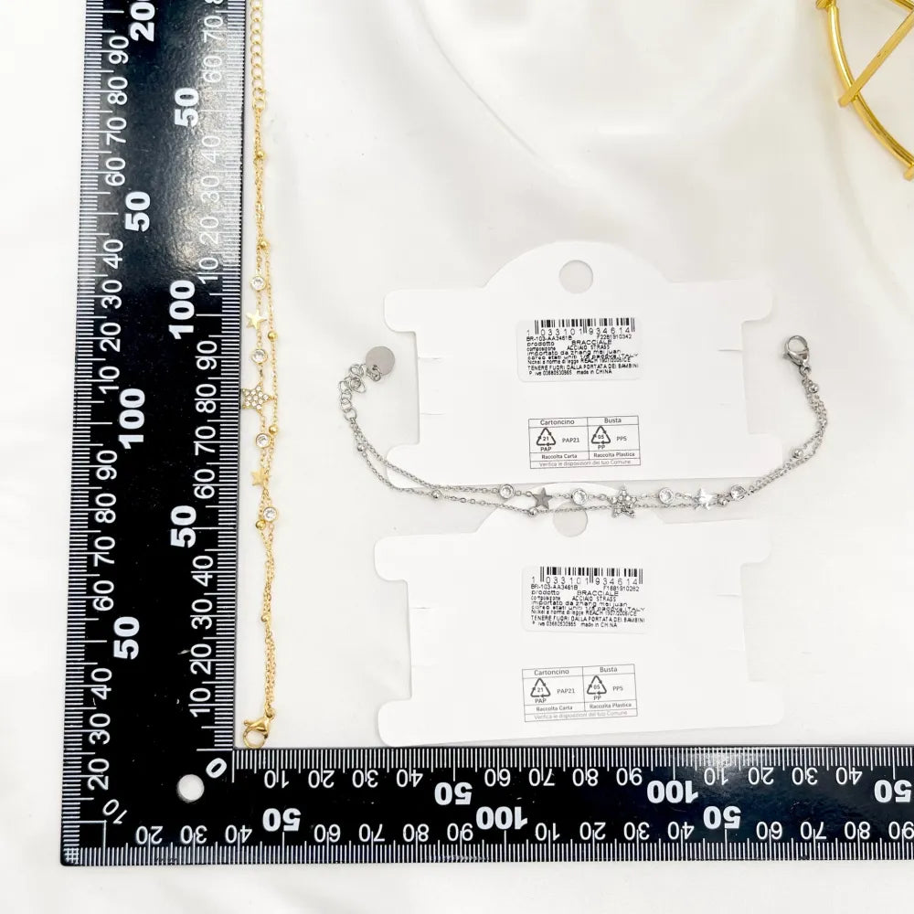 BAC-103-AA3461B Doppio con la Stella-Bracciale in Acciaio