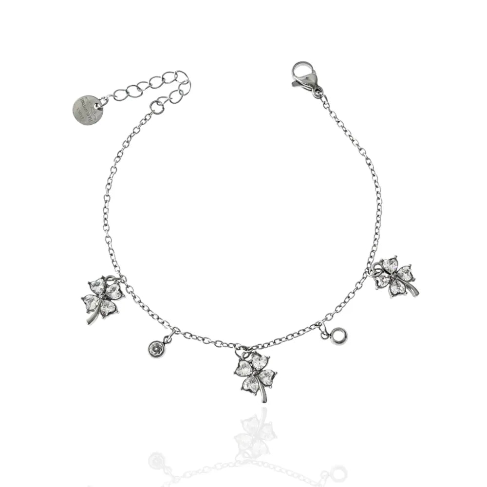 BAC-103-AA2767B Quadrifoglio -Bracciale in Acciaio con Chiusura