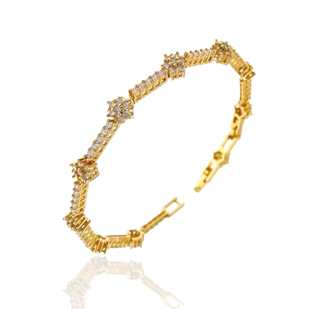 BMZ-103-AA2642B Tennis con Fiore-Bracciale con Cubic Zirconia