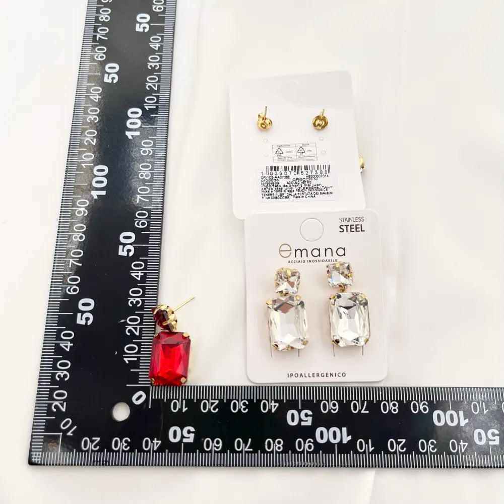 OAP-103-AA2738E Punto Luce con Pendente Rettangolare-Orecchini in Acciaio