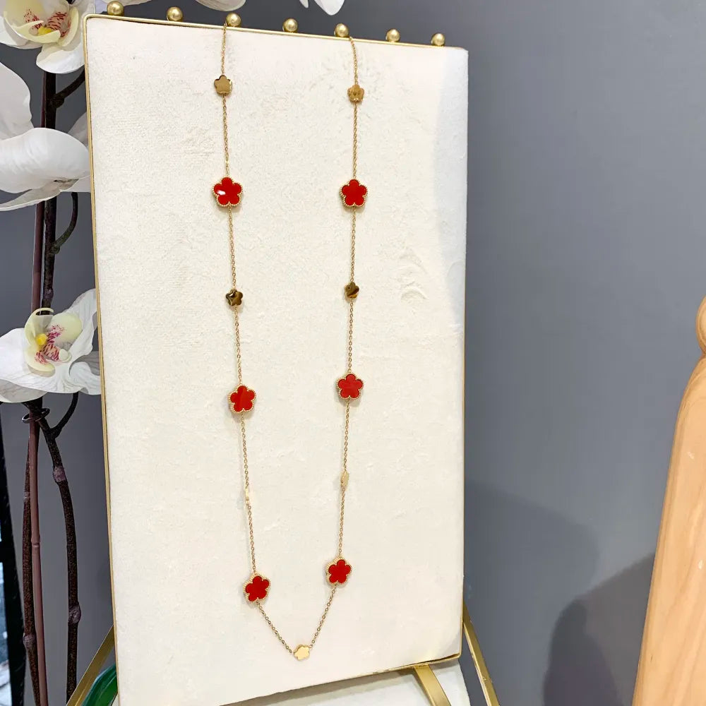 CAL-413-2523 G Fiore-Collana Lunga in Acciaio