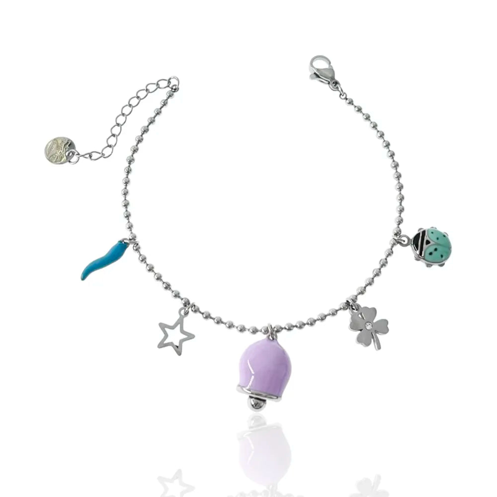 BAC-103-AA3419B Campanello Smaltato--Bracciale in Acciaio con Chiusura