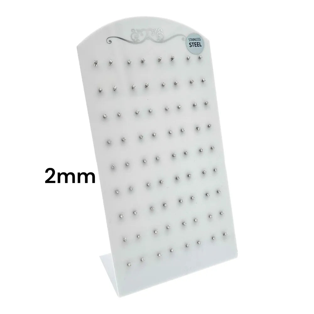 OPA-107-114 2mm Punto Luce 2mm 6Griffe-36Paia Orecchini in Acciaio