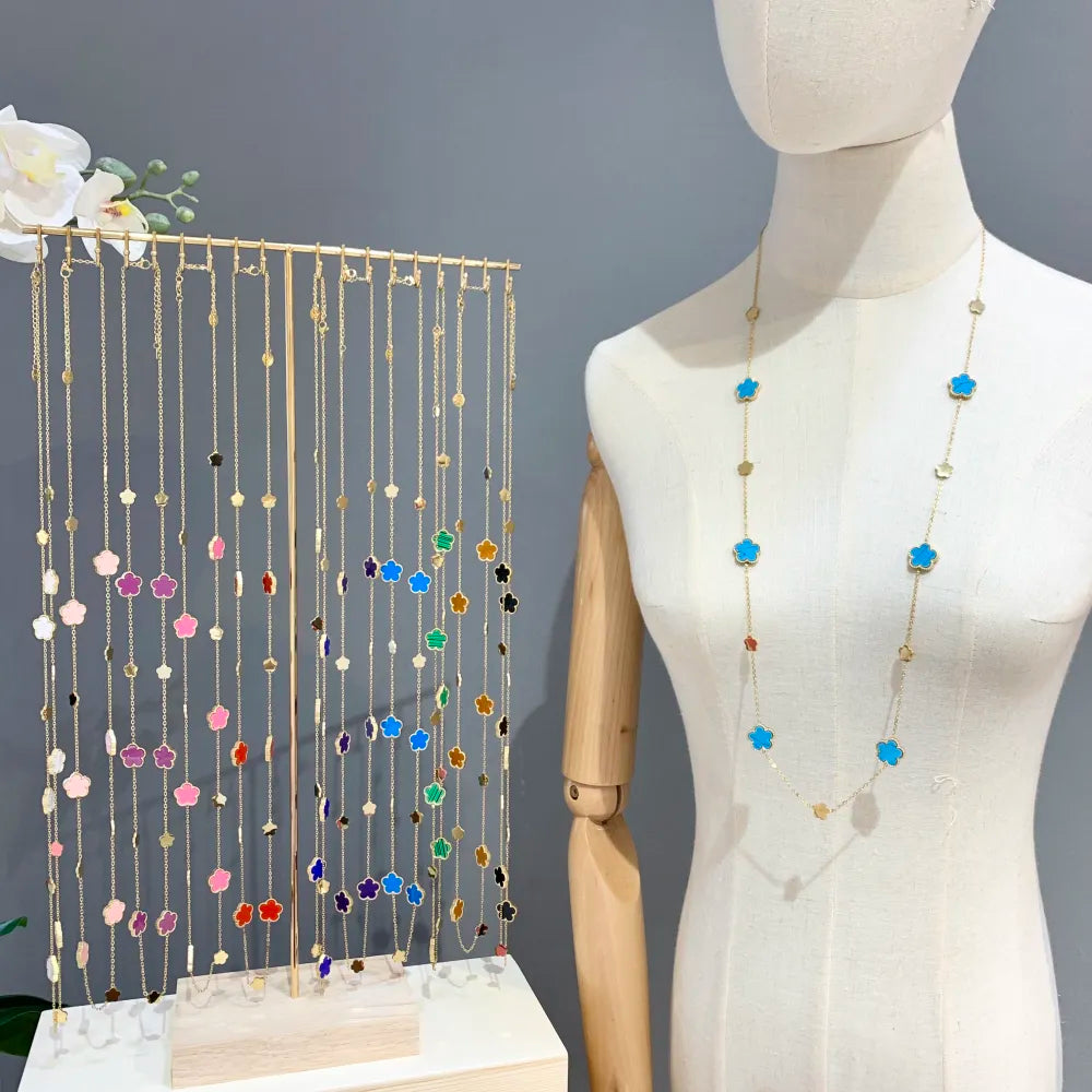 CAL-413-2523 G Fiore-Collana Lunga in Acciaio