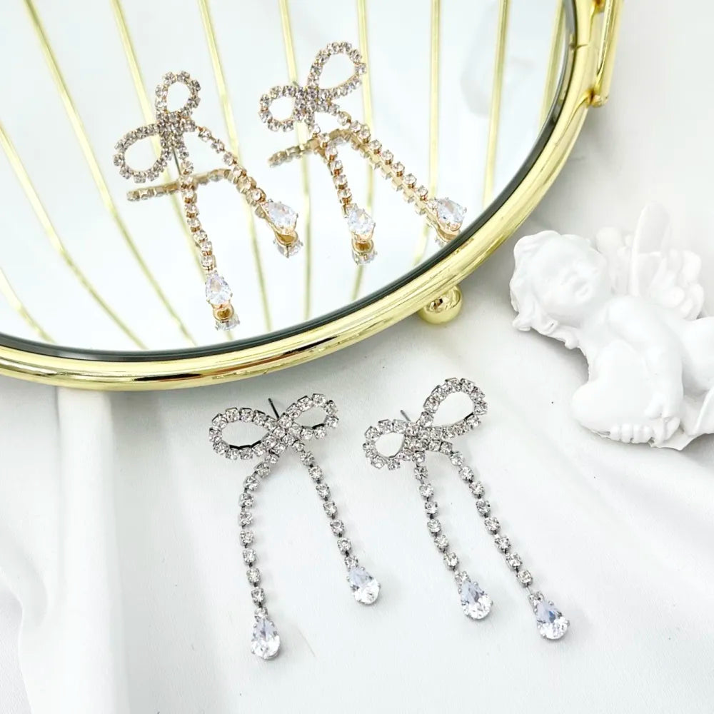 OMM-159-23991 Fiocco con Strass-Orecchini in Rame
