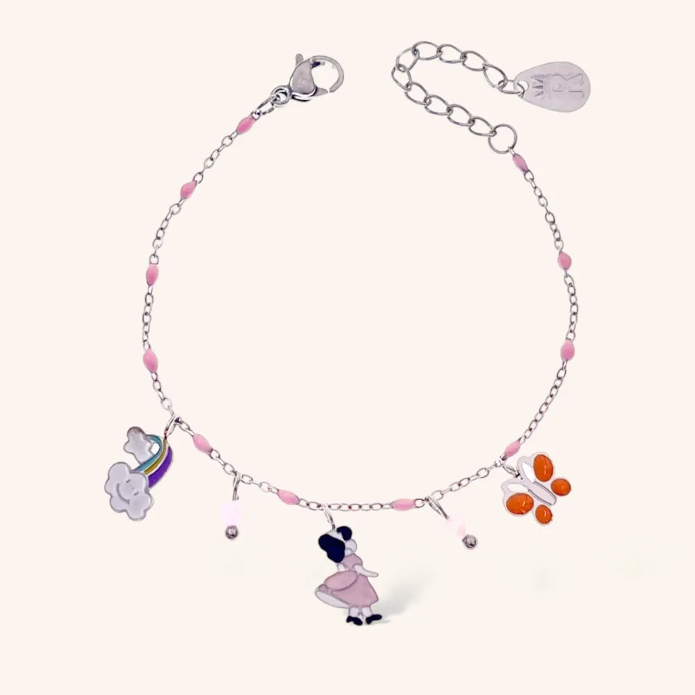 BAC-736-26 Soggetti Smaltati Favola-Bracciale in Acciaio