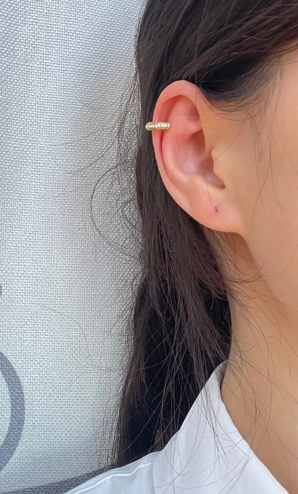 OAP-103-AA4282Eg Doppio Filo con Zirconia -Earcuff in Acciaio