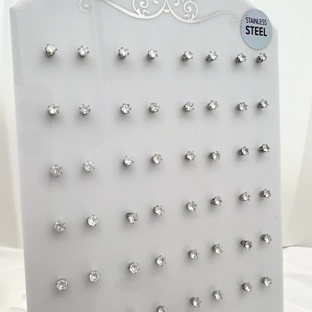 OPA-107-87 3mm Punto Luce 3mm 6Griffe-36Paia Orecchini in Acciaio