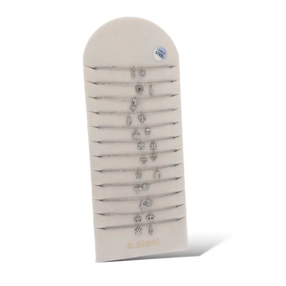 CPA-103-AA3262-3272N Soggetti Mix con Zirconia-24pz Collane Corte in Acciaio