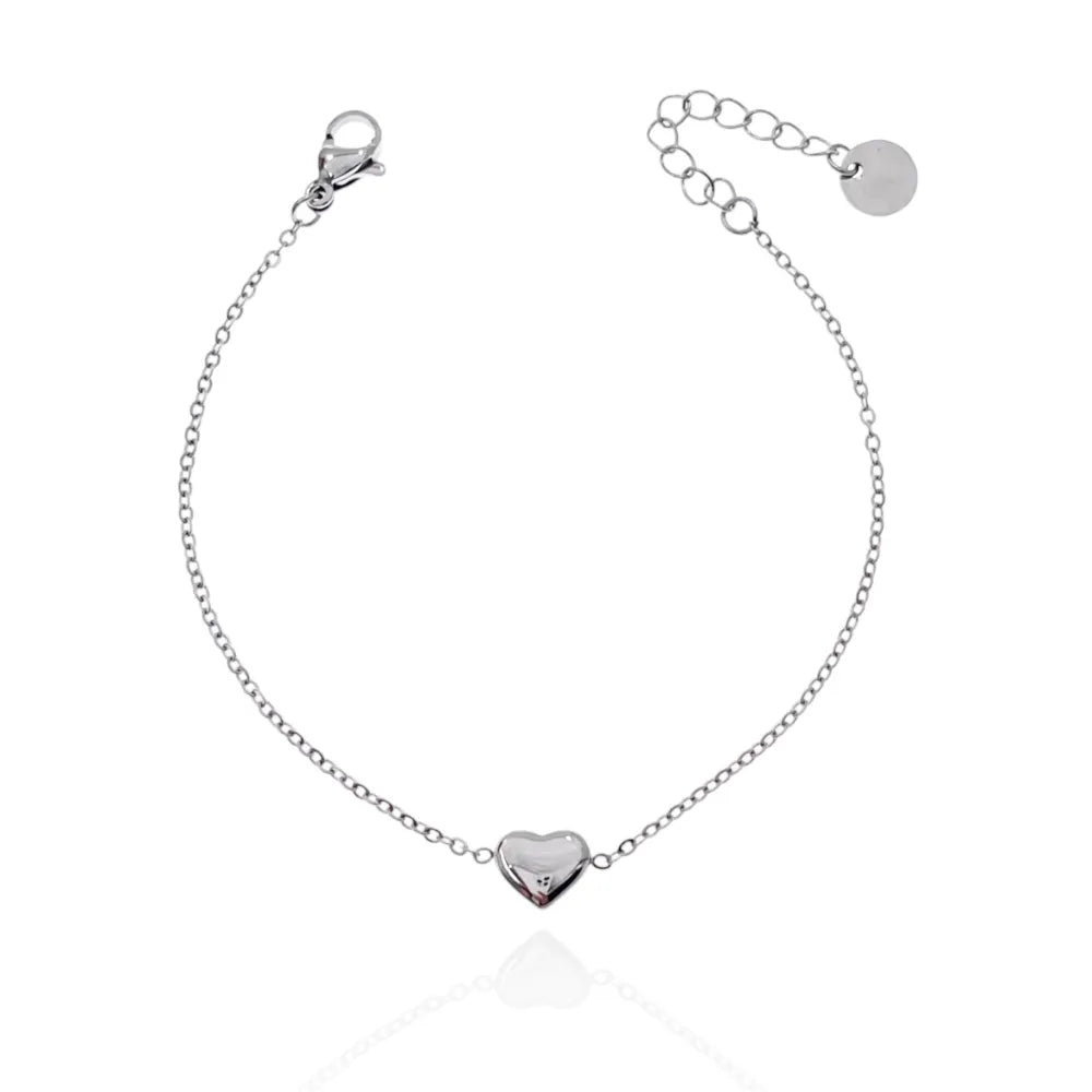 BAC-103-AA2811B Cuore Bombato-Bracciale in Acciaio