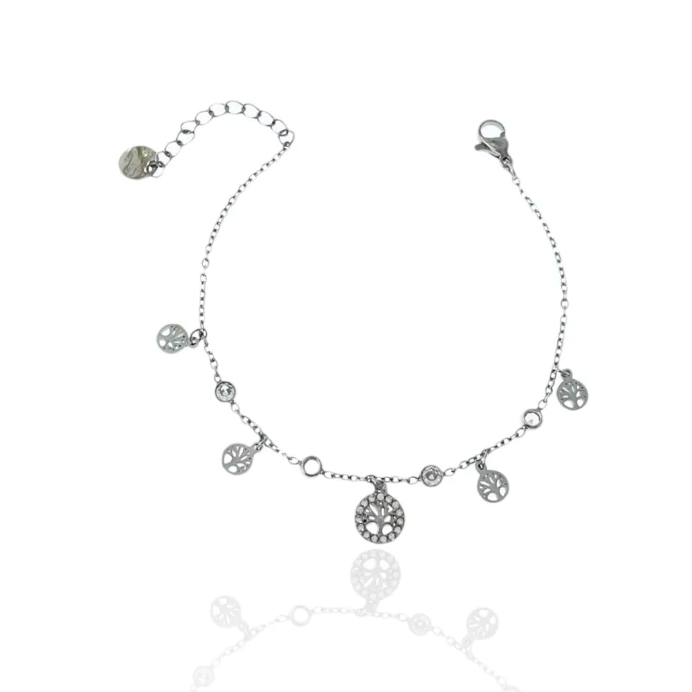 BAC-103-AA3477B Albero della Vita -Bracciale in Acciaio con Chiusura