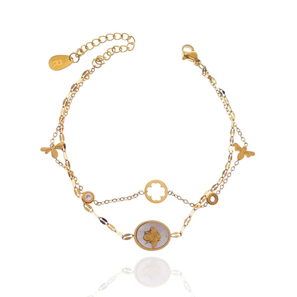 BAC-413-1269 Doppia Catena con Ape-Bracciale in Acciaio con Chiusura