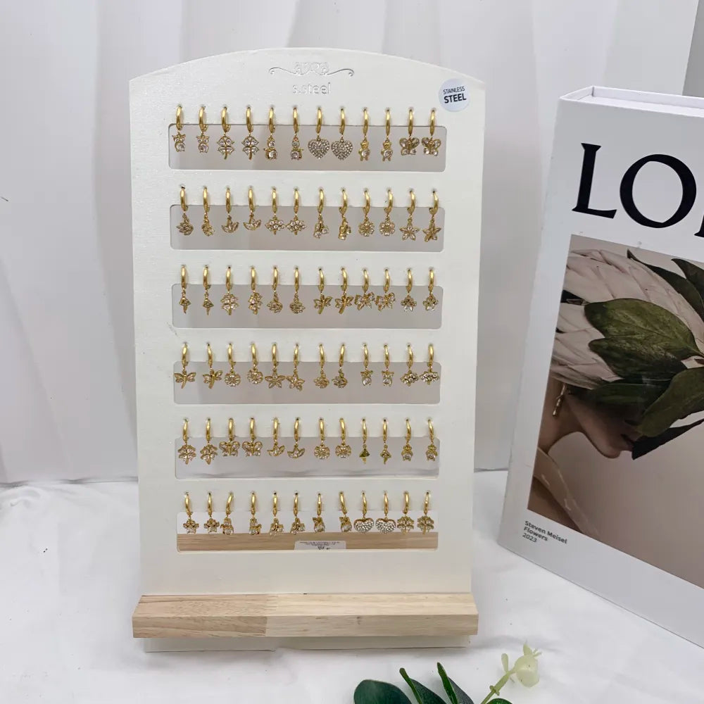 OPA-103-AA2938-2957E Mix Soggetti Pendenti-36paia orecchini in Acciaio