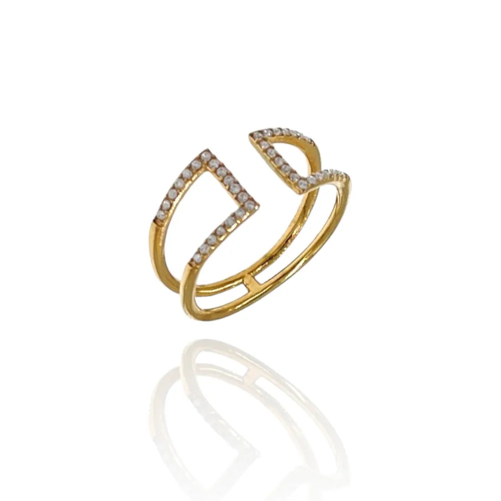 AAR-4242R Semplice con Zirconia-Anello Regolabile in Acciaio