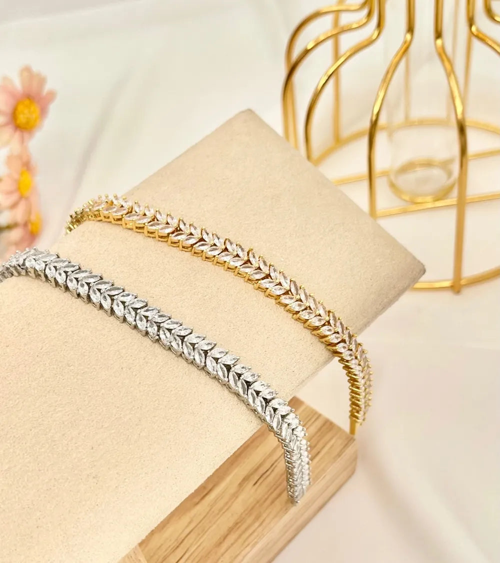 BMZ-103-AA22641B Foglia-Bracciale con Cubic Zirconia