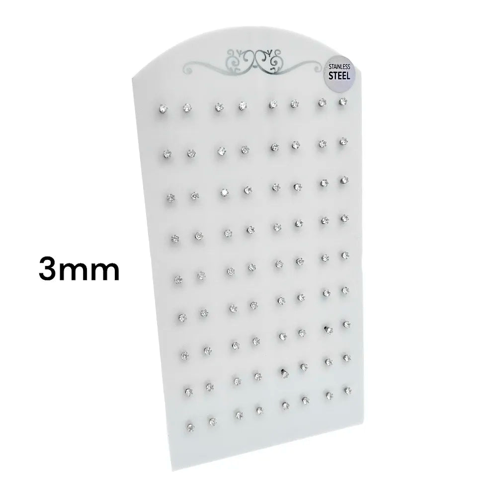 OPA-107-87 3mm Punto Luce 3mm 6Griffe-36Paia Orecchini in Acciaio