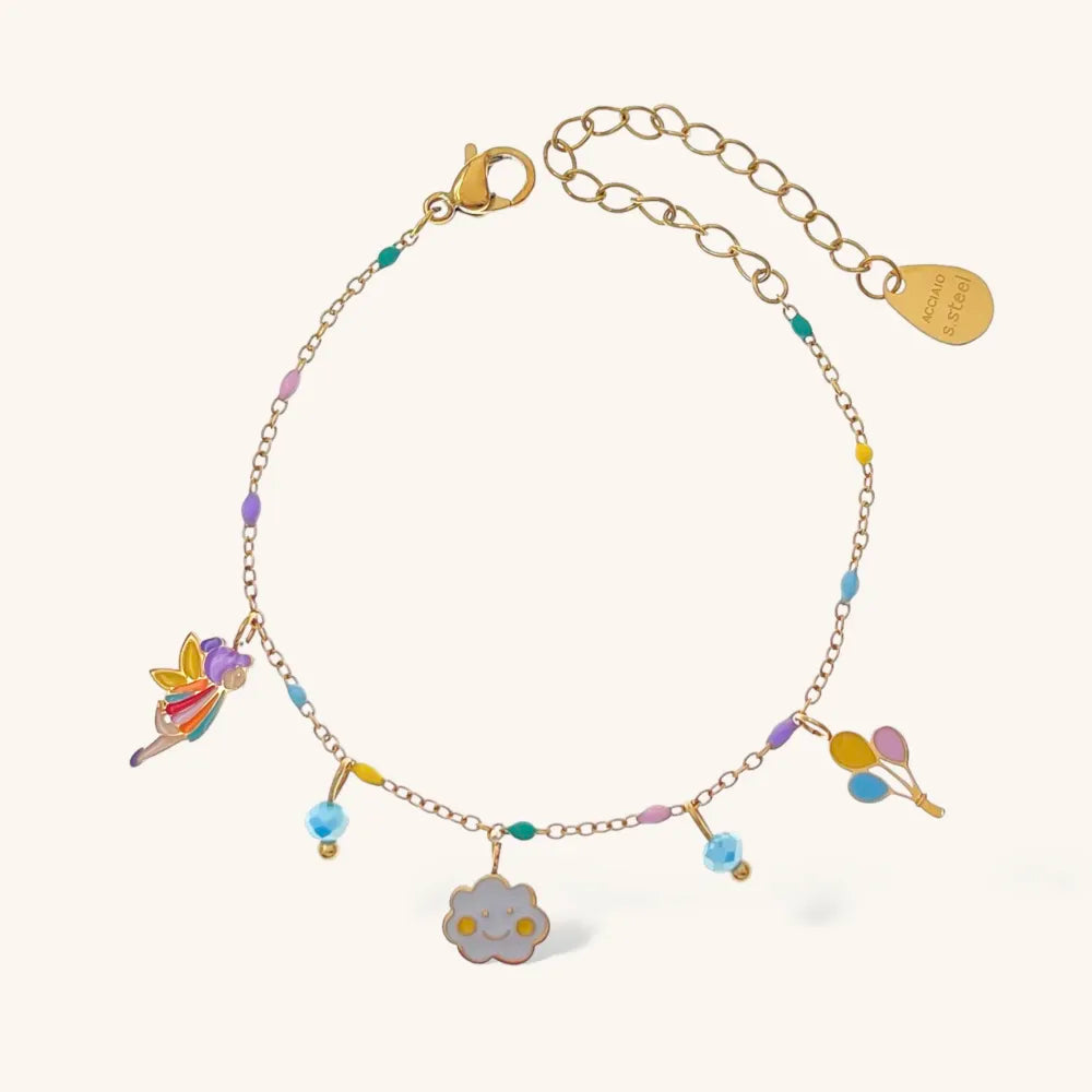 BAC-736-26 Soggetti Smaltati Favola-Bracciale in Acciaio
