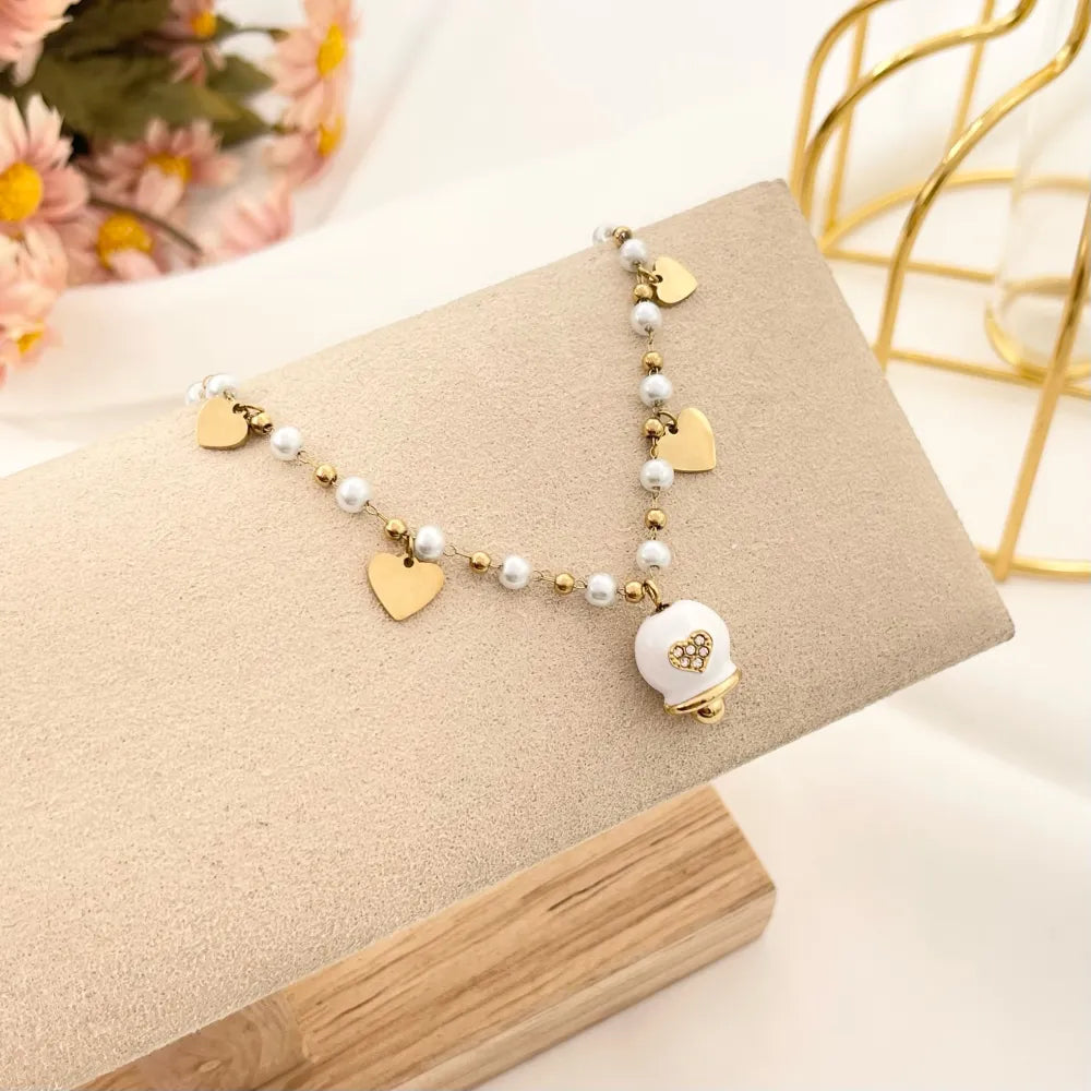 BAC-103-AA2701B Campanello con Cuore-Bracciale in Acciaio con Chiusura