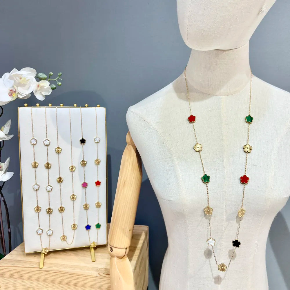 CAL-103-AA3011 Fiore-Collana Lunga in Acciaio