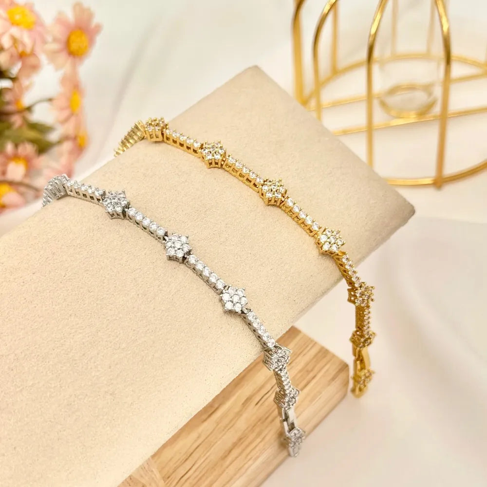BMZ-103-AA2642B Tennis con Fiore-Bracciale con Cubic Zirconia