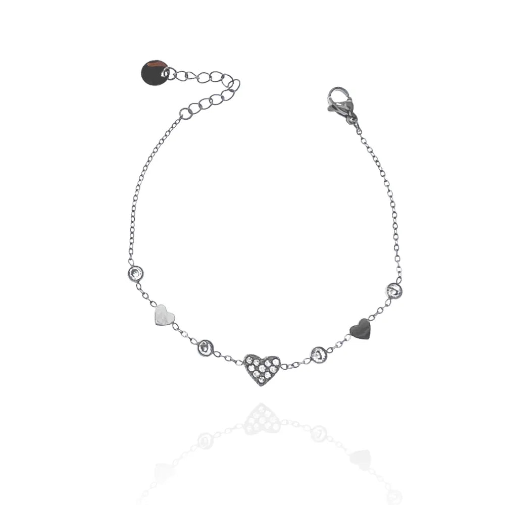 BAC-103-AA3481B Cuore con Punto Luce-Bracciale in Acciaio