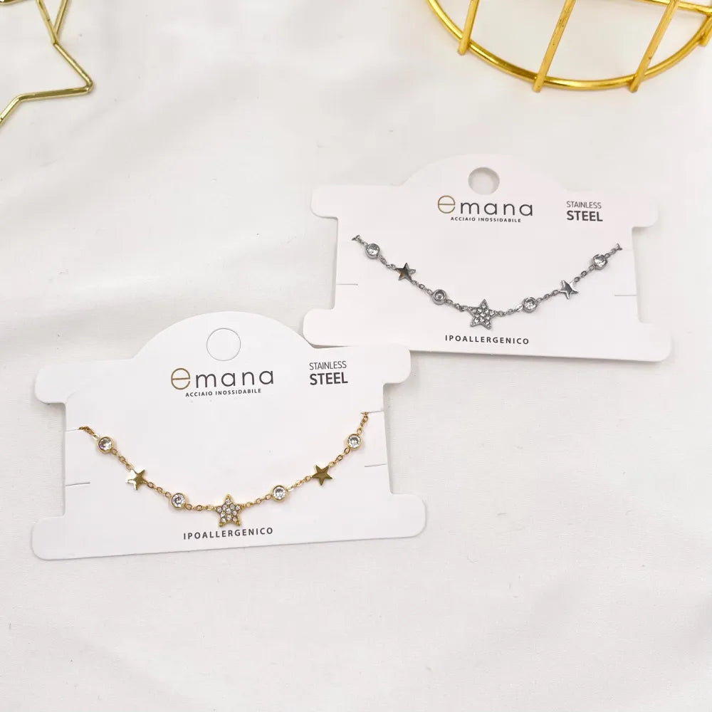 BAC-103-AA3479B Stella con Punto Luce-Bracciale in Acciaio