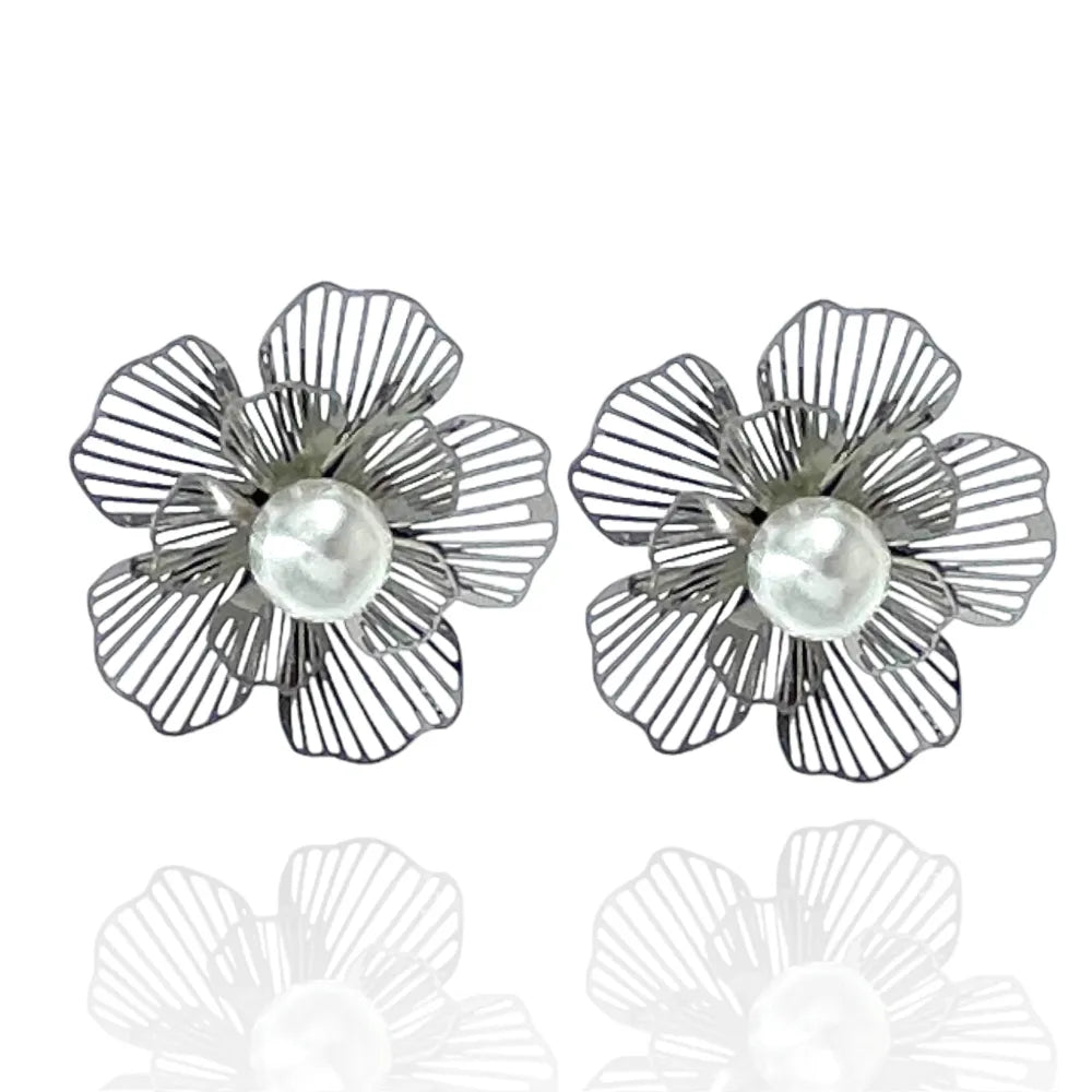OAP-413-2107 Fiore con Perla -Orecchini in Acciaio